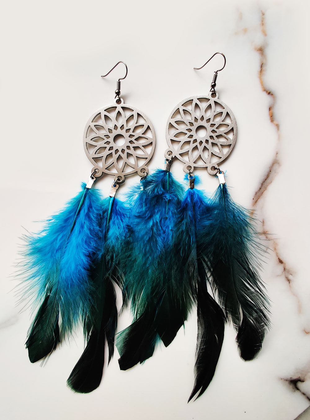 Mandala Dream Catcher Earrings Turquoise