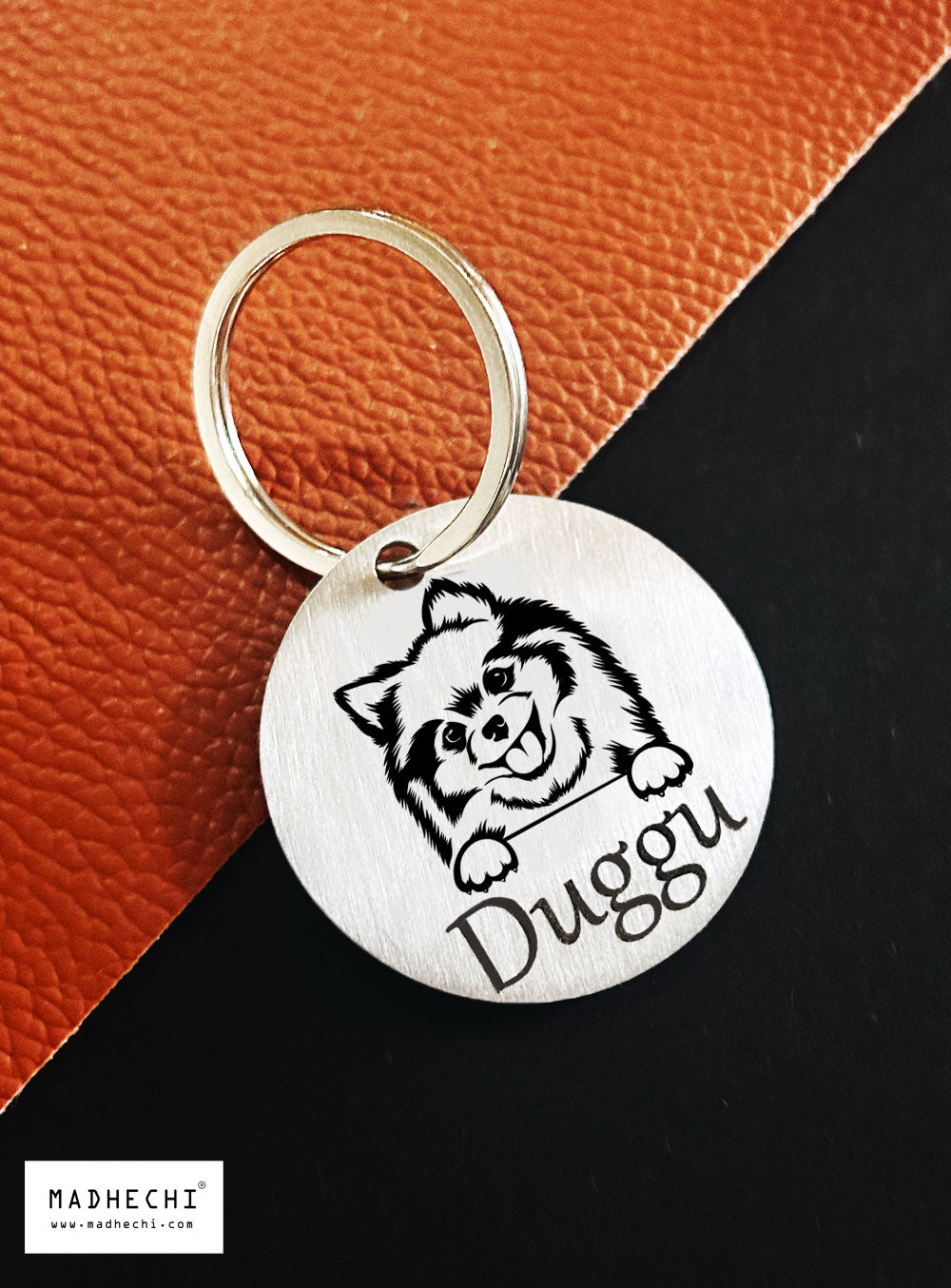 Pomerian Pet Face Name Tag