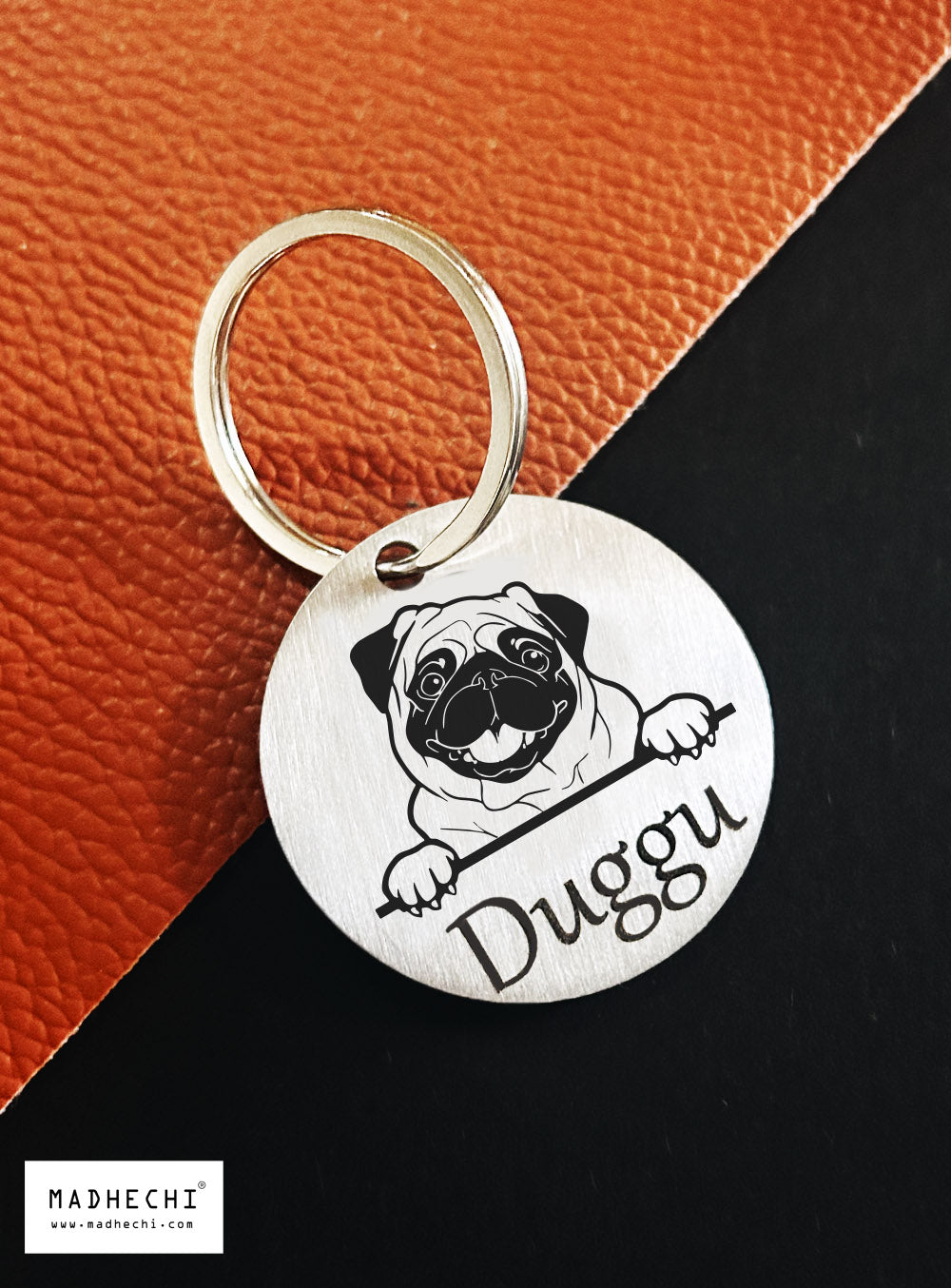 Pug Pet Face Name Tag