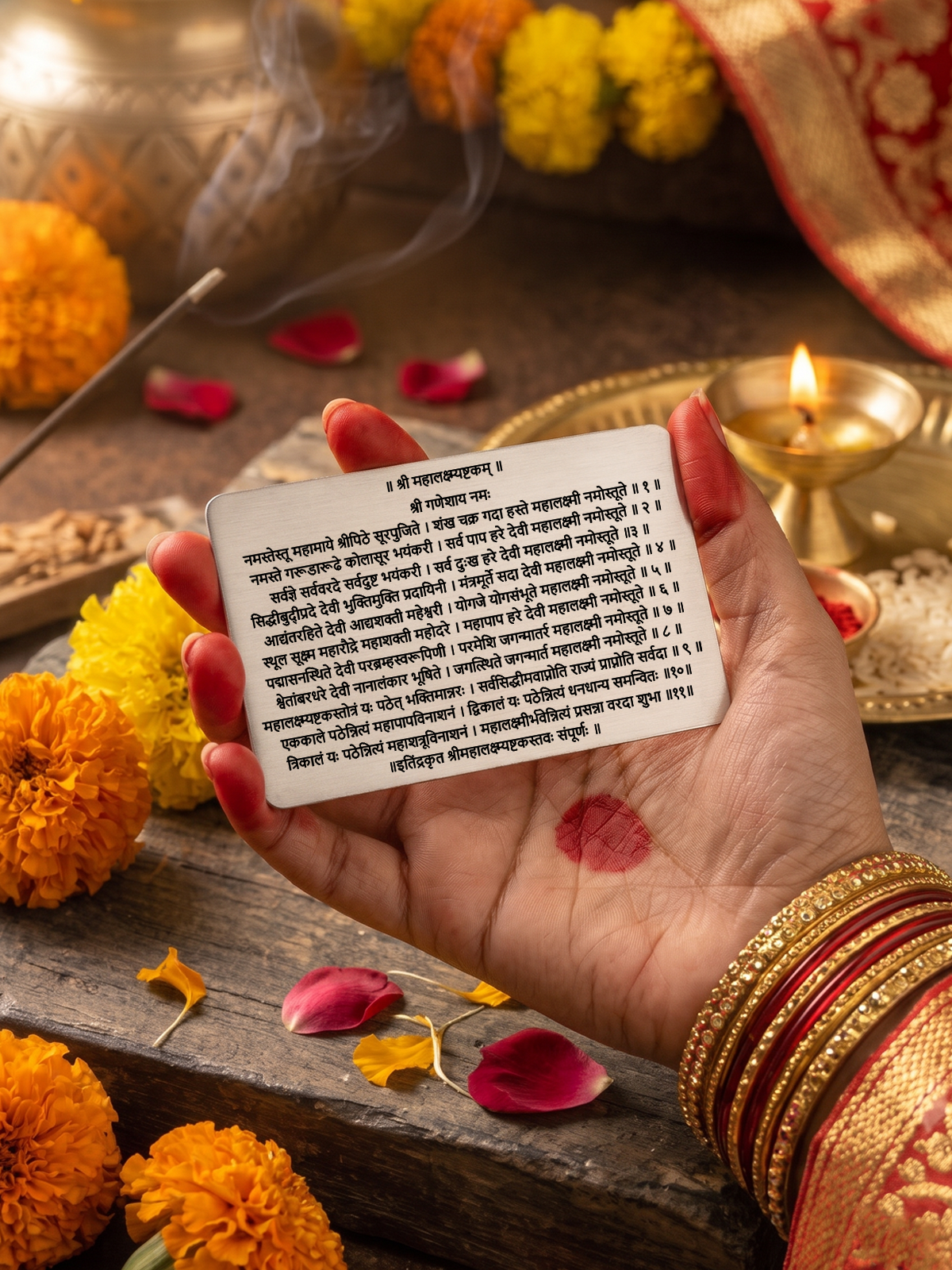 Shri Mahalaxmi Ashtakam Metal Card