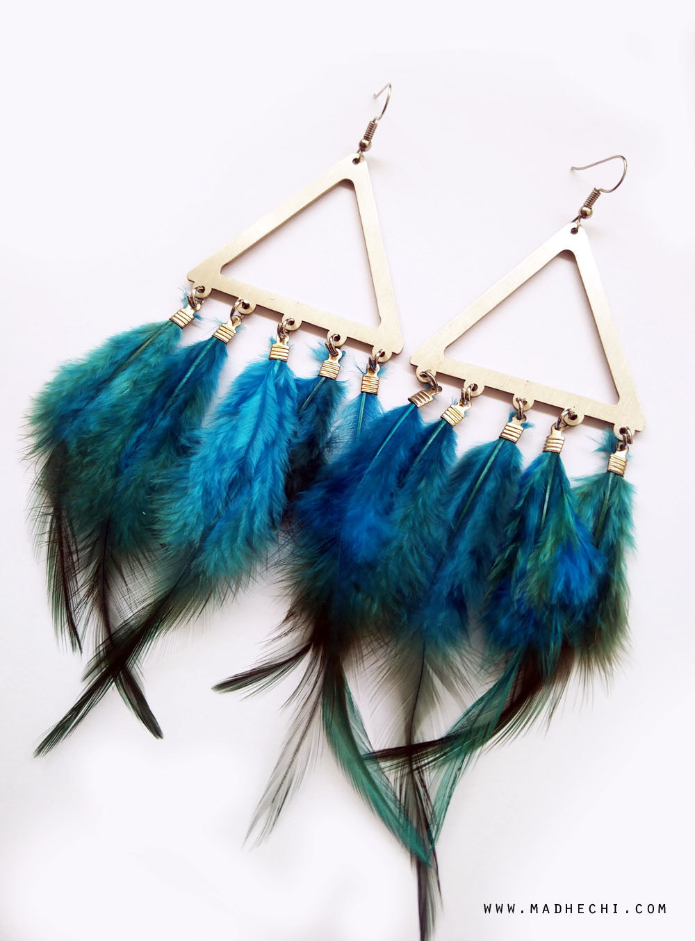 Turquoise Feather Dangle Earrings