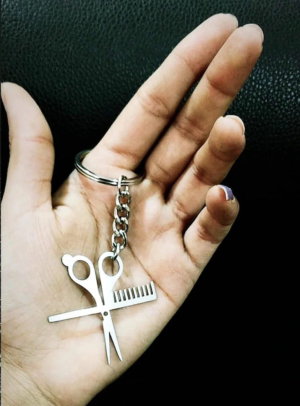 Comb and Scissors Keychain