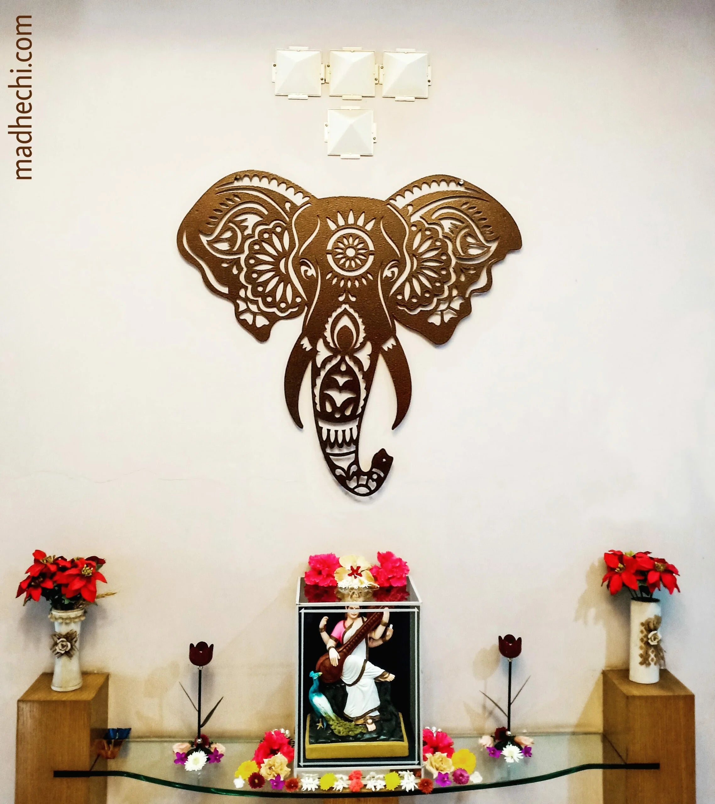 Indian Elephant Copper Finish Wall Hanging