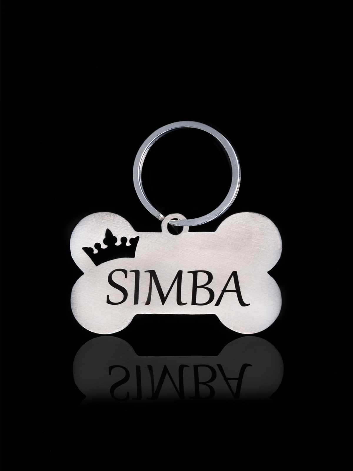 Dog Name Tag - Bone with Crown 5cm