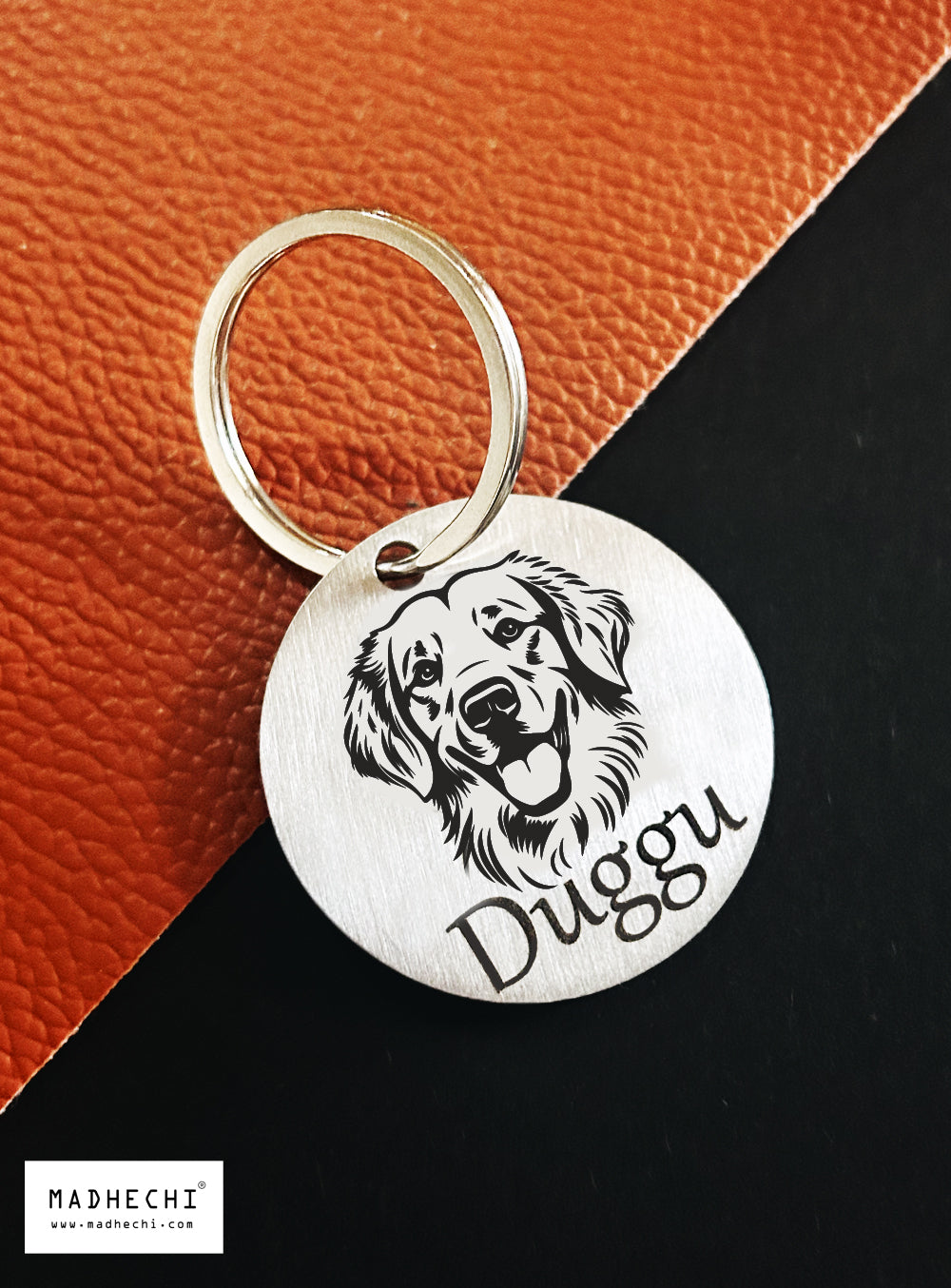 Golden Retriever Dog Face Name Tag