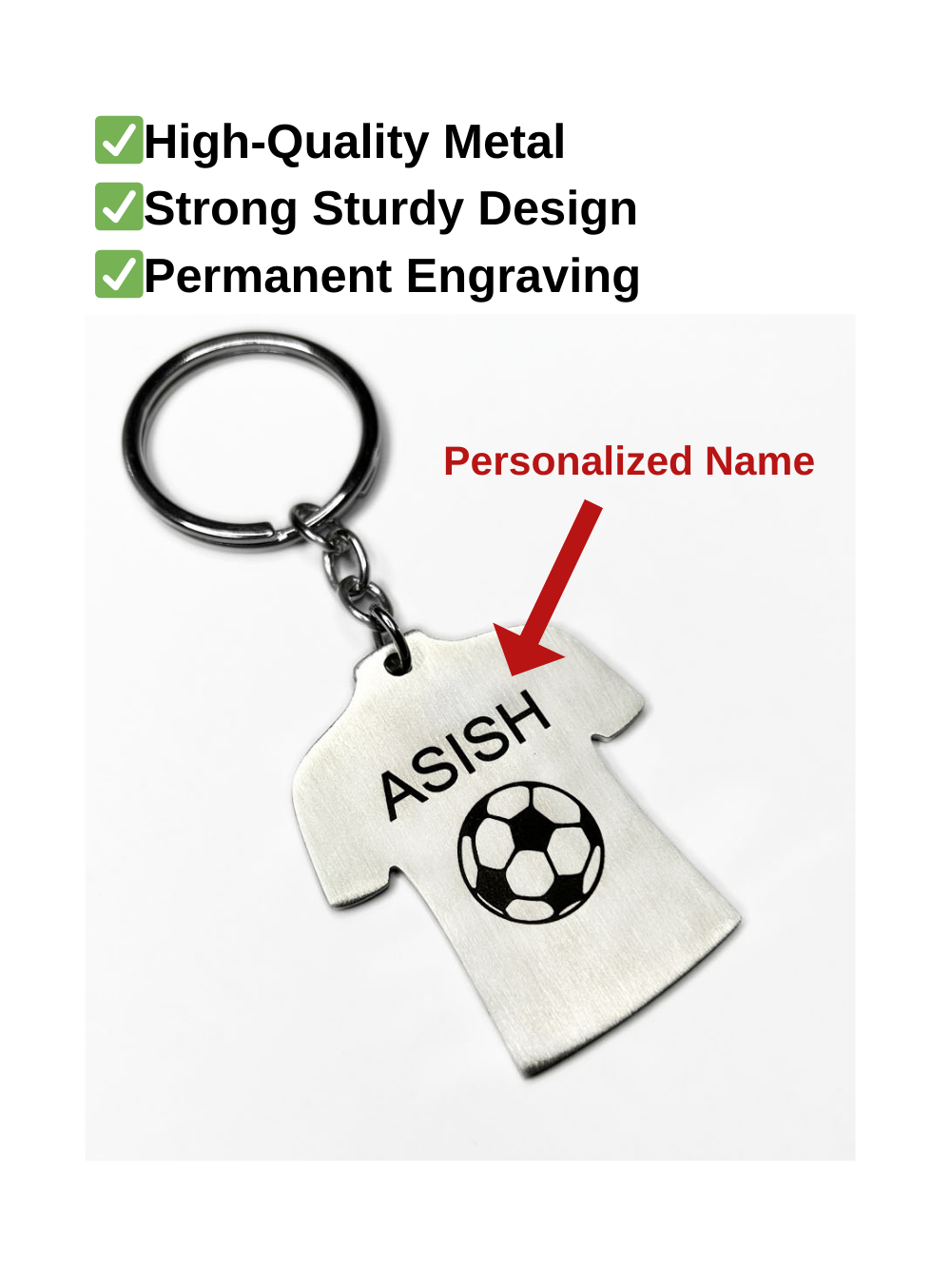 Personalized Name Football Jersey Keychain